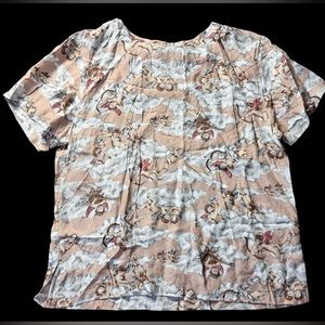 Vintage Short Sleeve Blouse Size Medium Lee Sands Cupid Valentines Day,cherubs